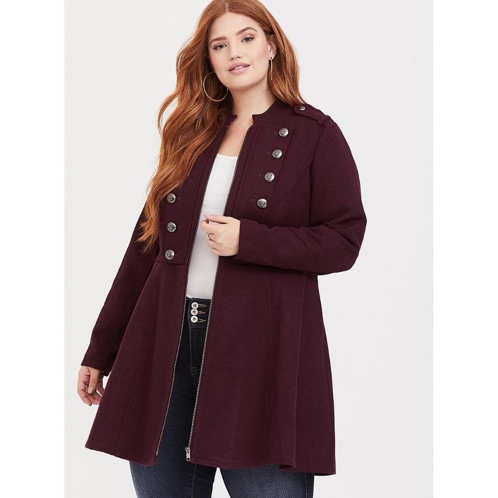 Torrid Burgundy Military Coat, Size 5